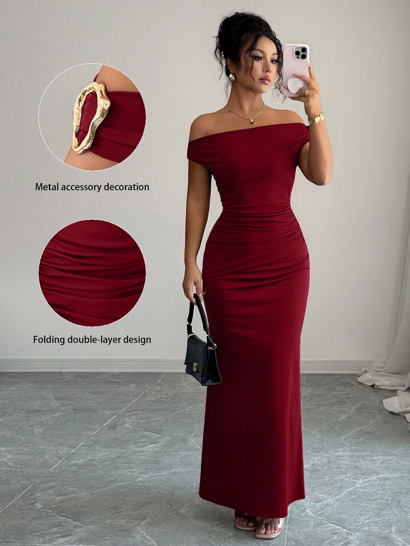 Off-Shoulder One-Line Neck Bodycon Long Dress