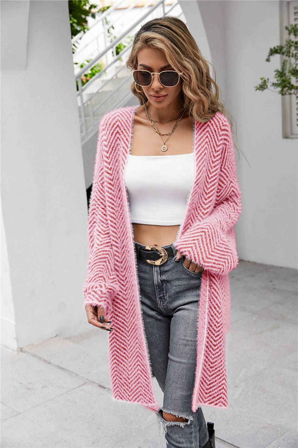 Plus Size Women's Mid-Length Knit Pullover Sweater