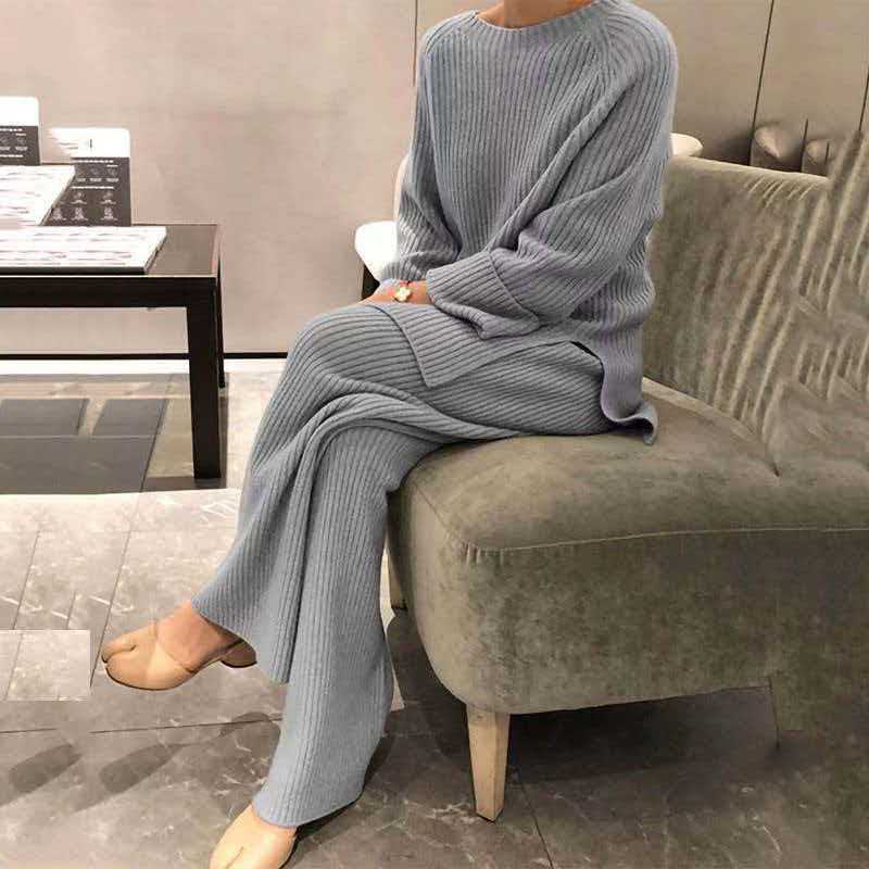 Women's Knit Sweater & Wide-Leg Pants Two-Piece Set