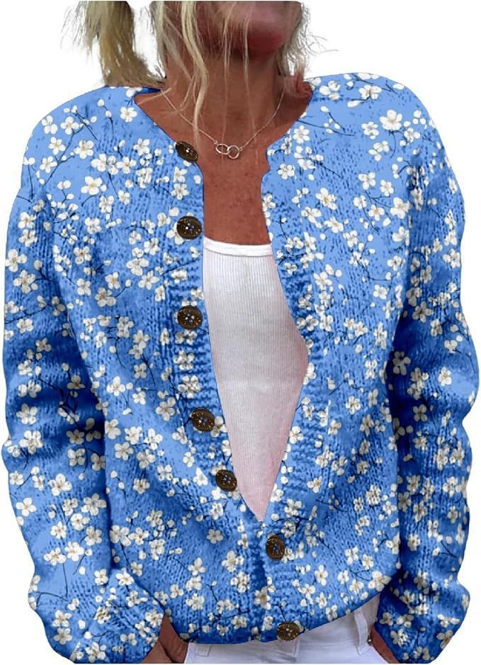 Women's Winter Graphic Print Faux Sweater Cardigan with Button Front
