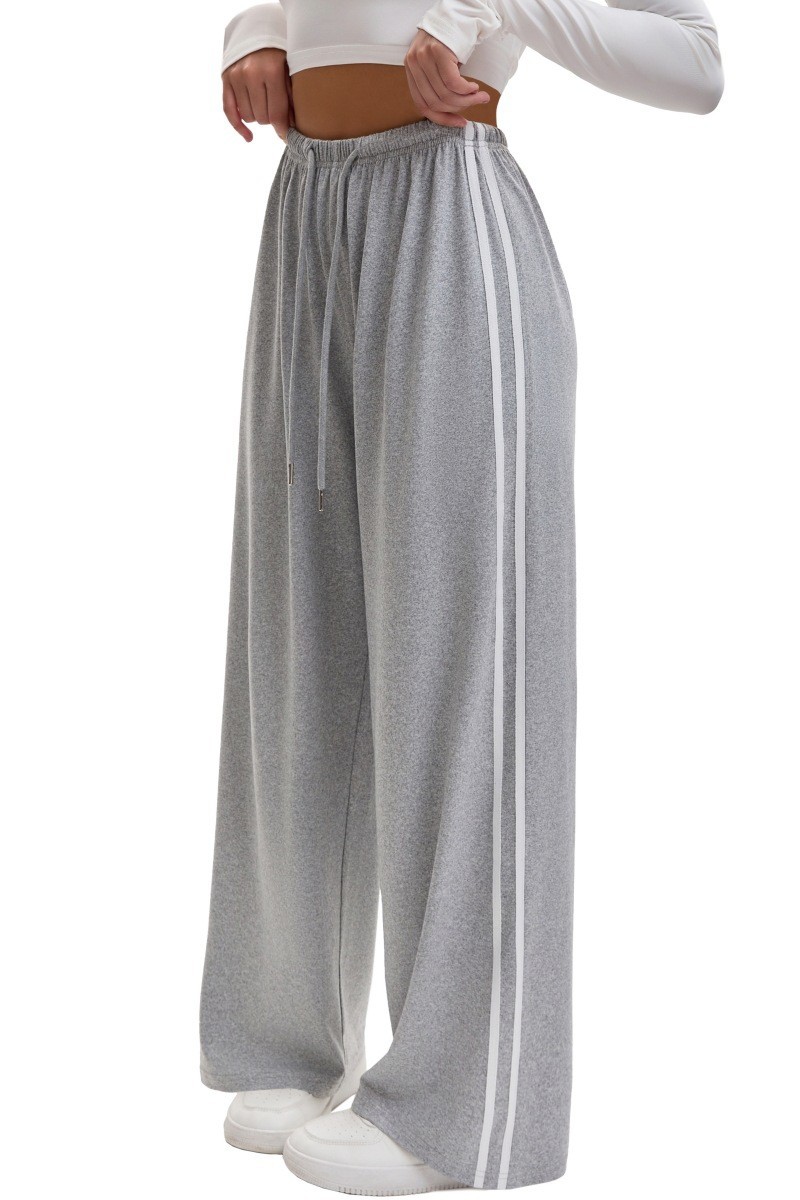 Women's Wide-Leg Yoga Pants with Drawstring Waist and Side Straps