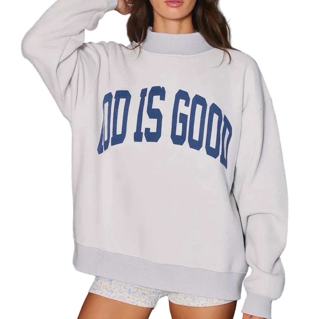 Women's Letter Print Crewneck Long Sleeve Loose Fit Sweatshirt