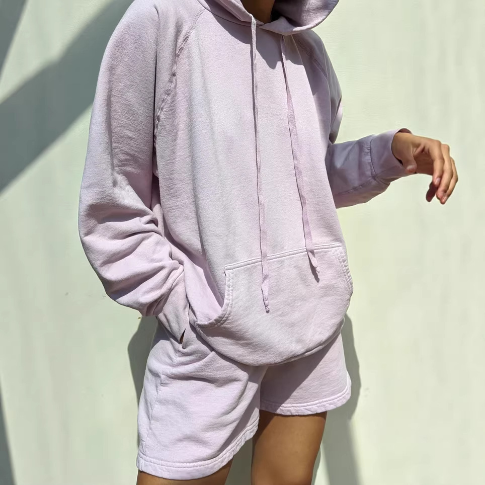 Women's Solid Color Hoodie and Pants Two-Piece Set Casual Streetwear
