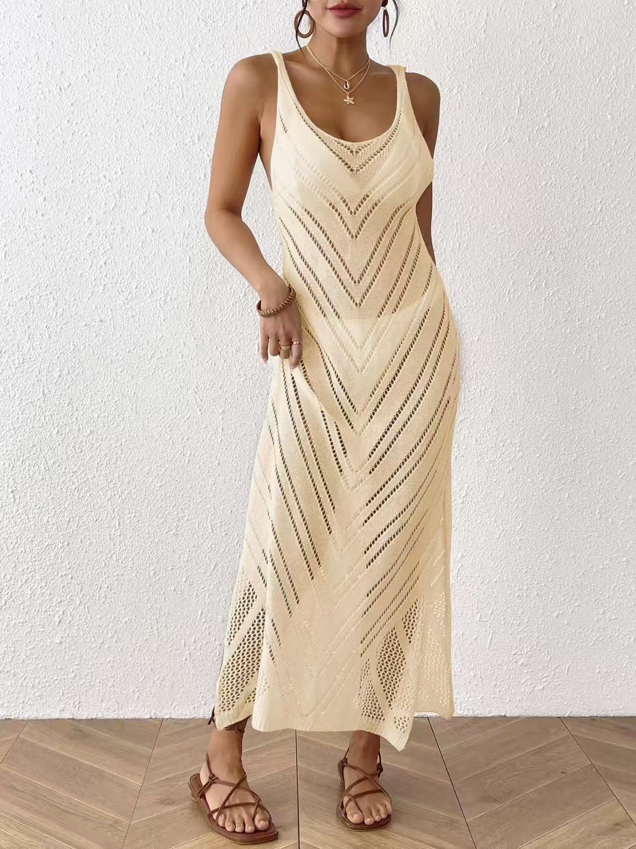 Women's Sexy Cutout Knit Cami Beach Dress Bikini Cover-Up