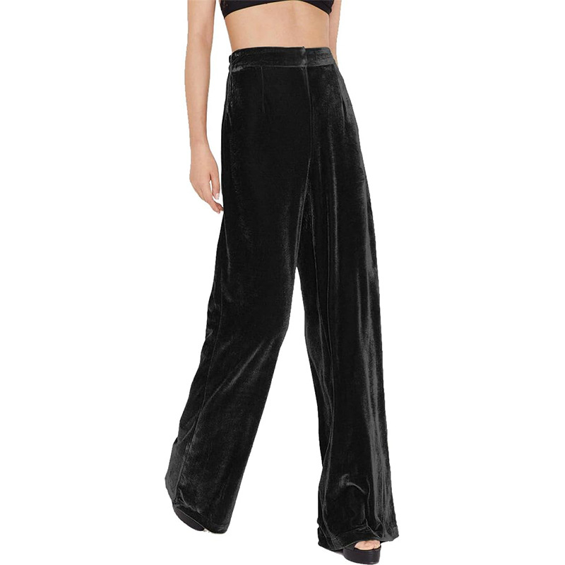 Women's High-Waist Wide-Leg Velvet Pants French Elegant Loose Fit
