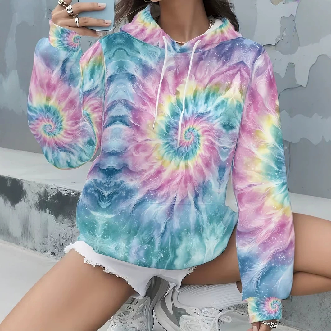 Women's Colorful Print Casual Hoodie