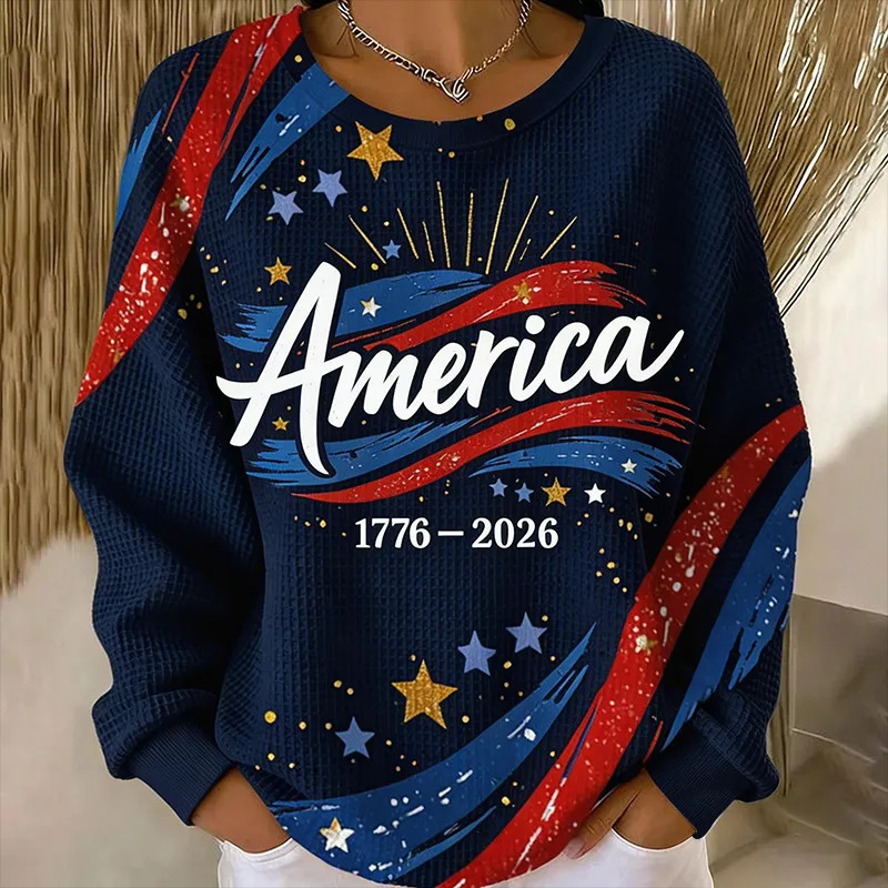 Women's USA America Anniversary Letter Print Sweatshirt