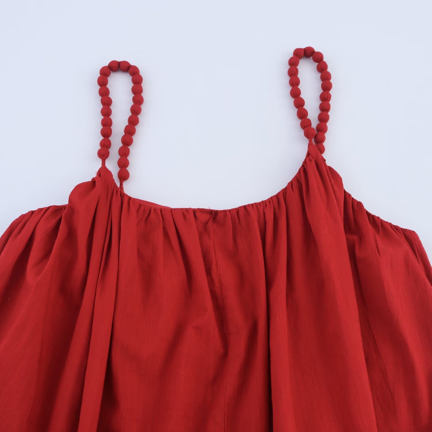 Beaded V-Neck Cami Dress High Waist A-Line Midi