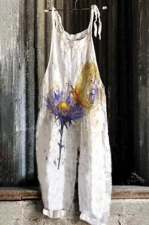Sweet Floral Print Wide-Leg Jumpsuit
