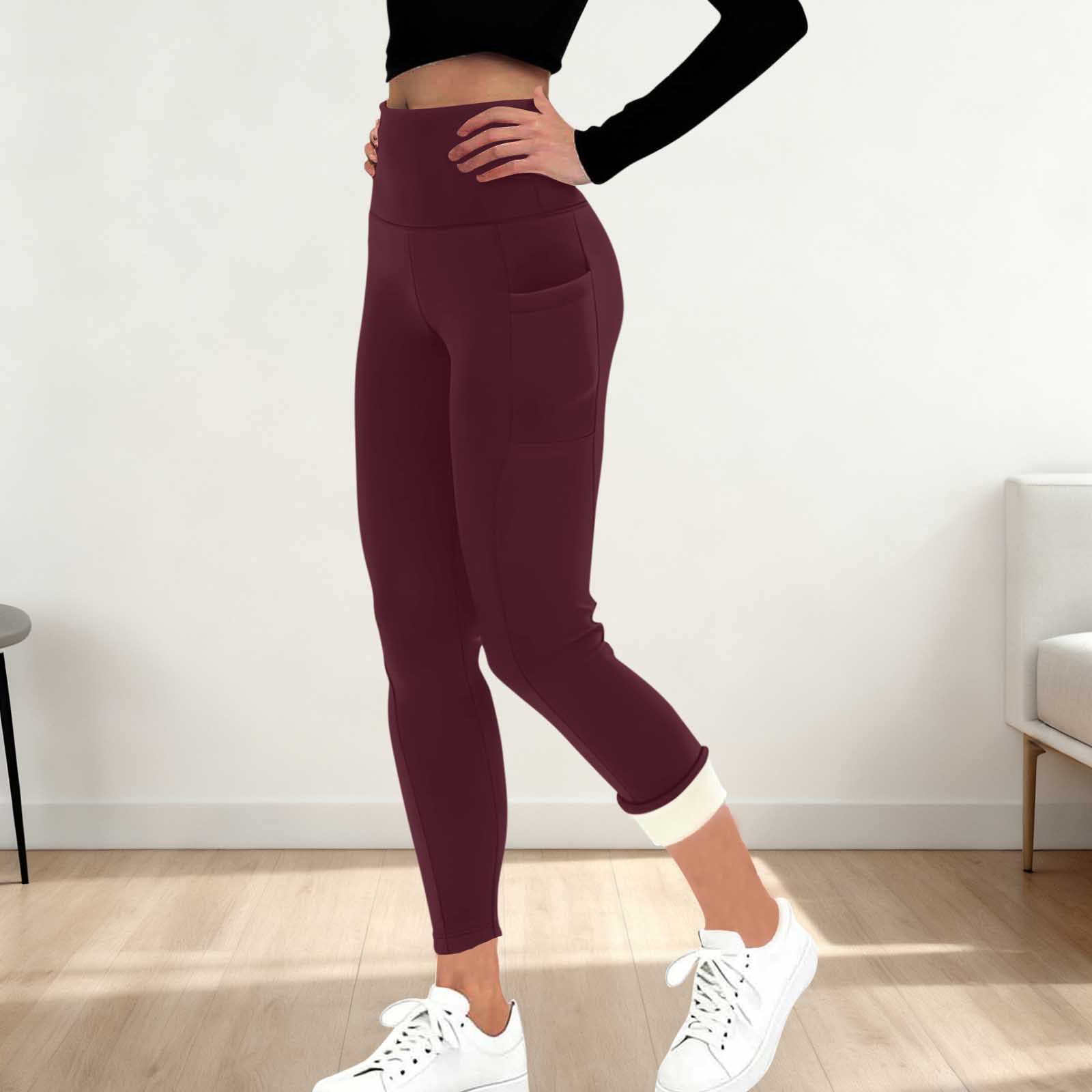 Fleece-Lined High-Waist Yoga Leggings with Pockets