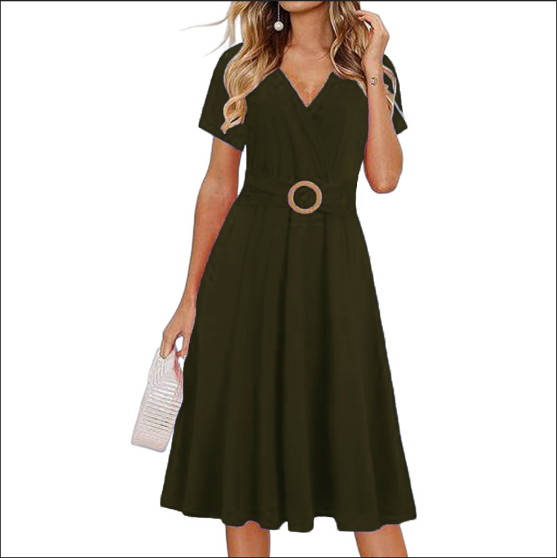 Women's Midi Printed Swing Dress Short Sleeve Pullover