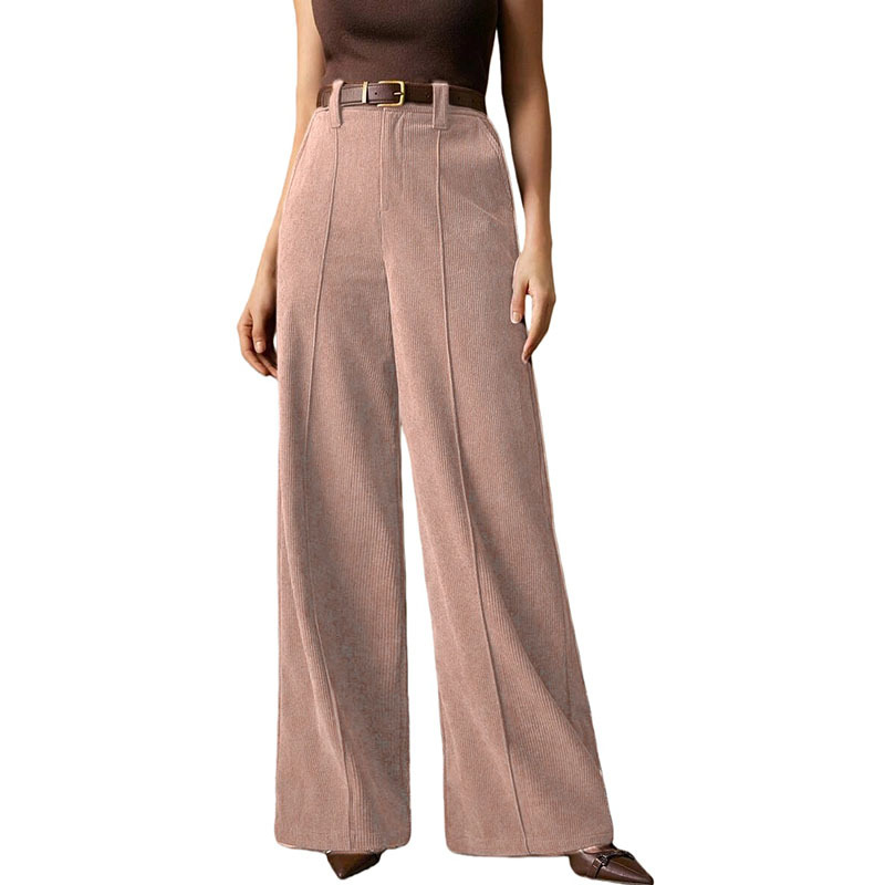 Corduroy Wide-Leg High-Waist Straight Pants for Women