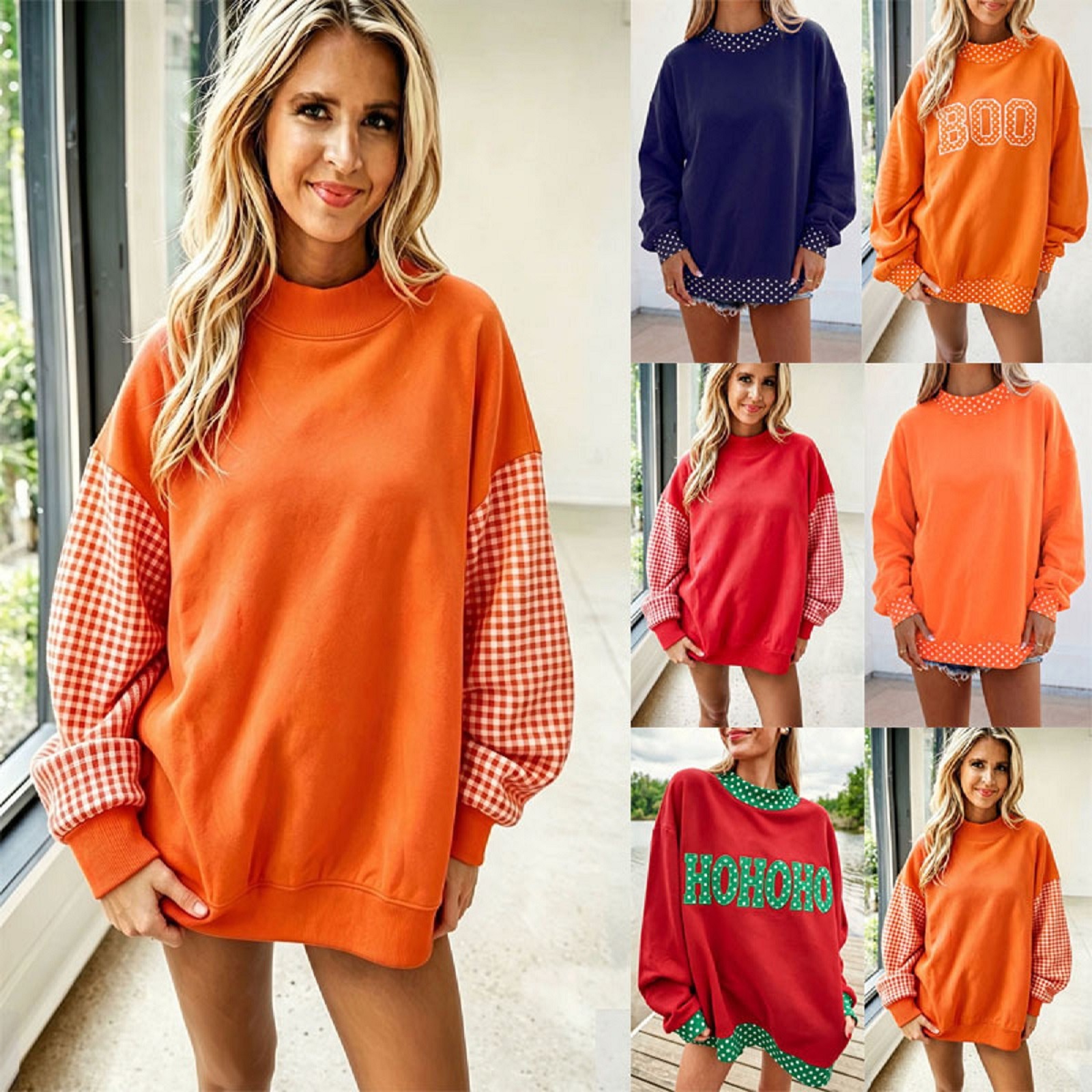 Retro Color-Block Women's Raglan Sleeve Mid-Length Sweatshirt
