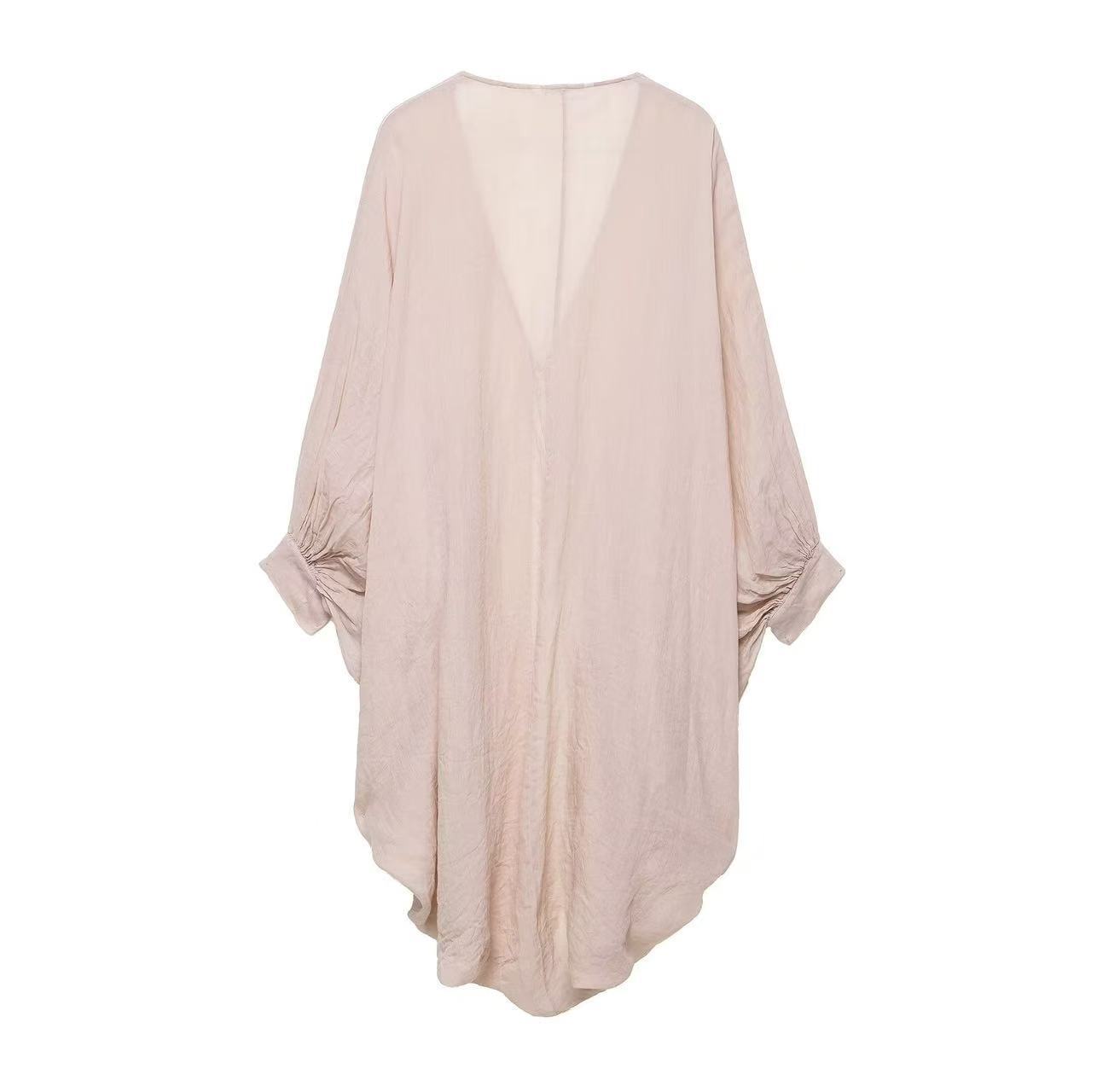 Women's Ramie Long Top Solid Color One Size