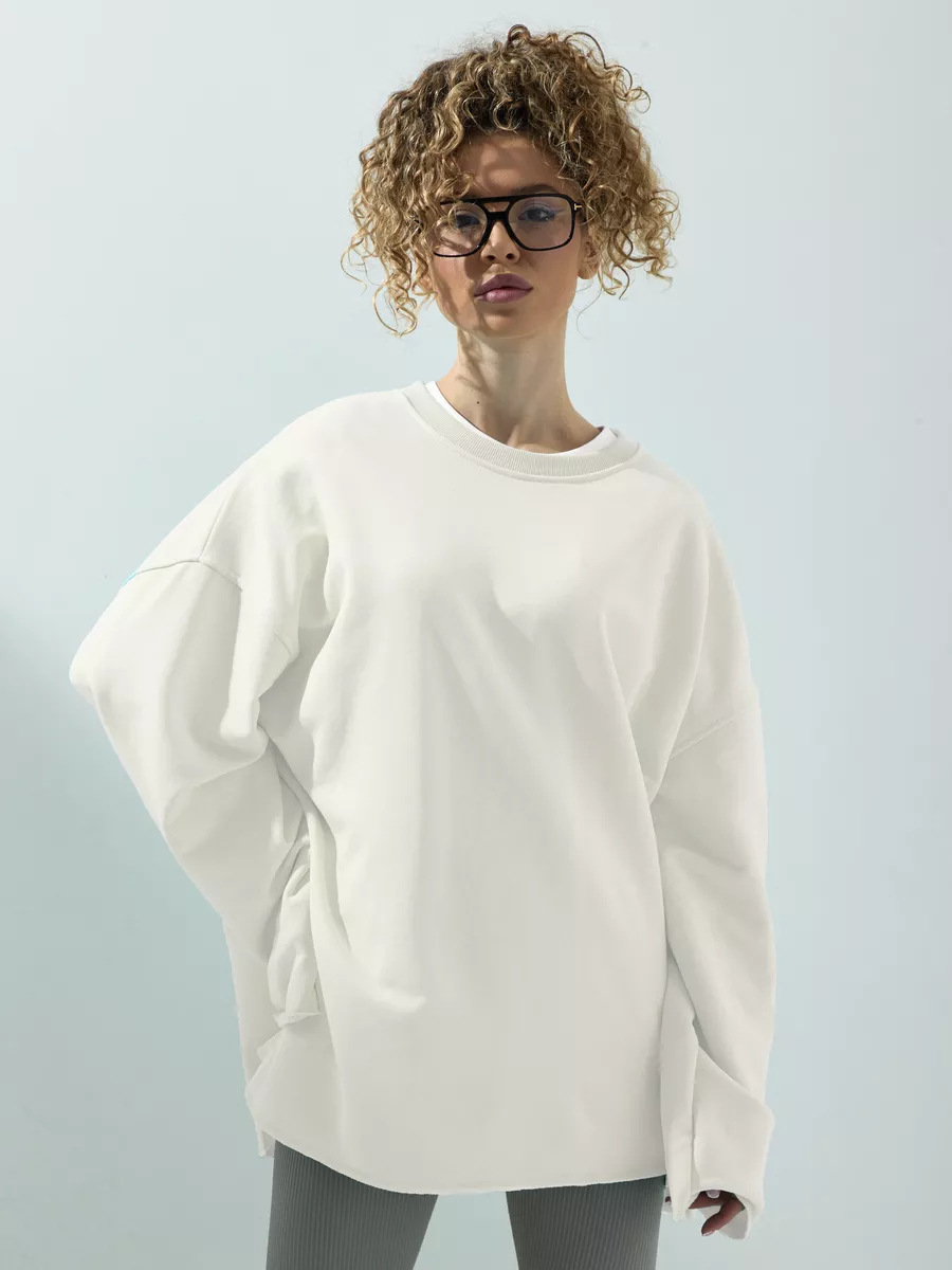 Women's Oversize Solid Crewneck Long Sleeve Casual T-Shirt