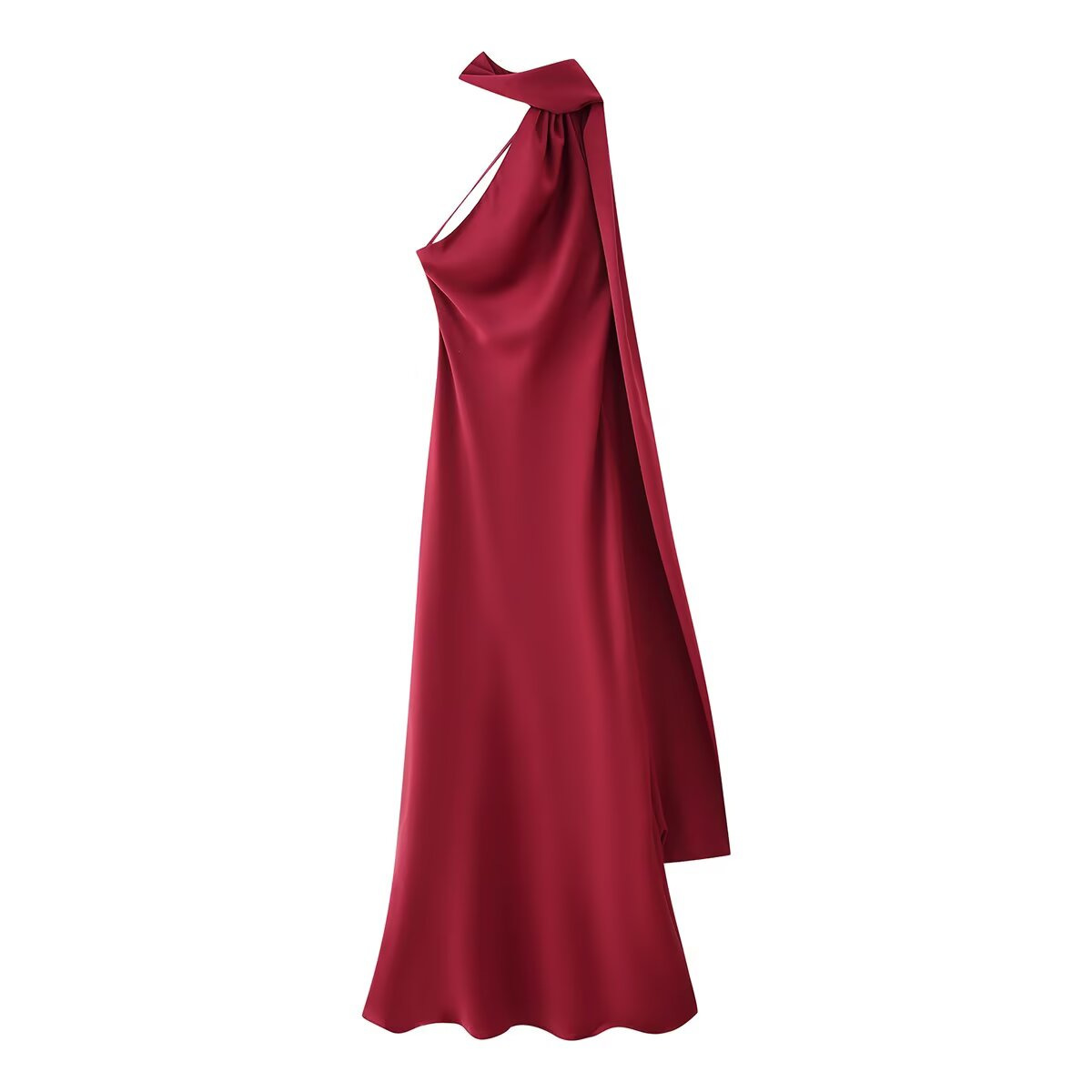 Women's Elegant Open-Back Halter Maxi Dress with Tie Detail