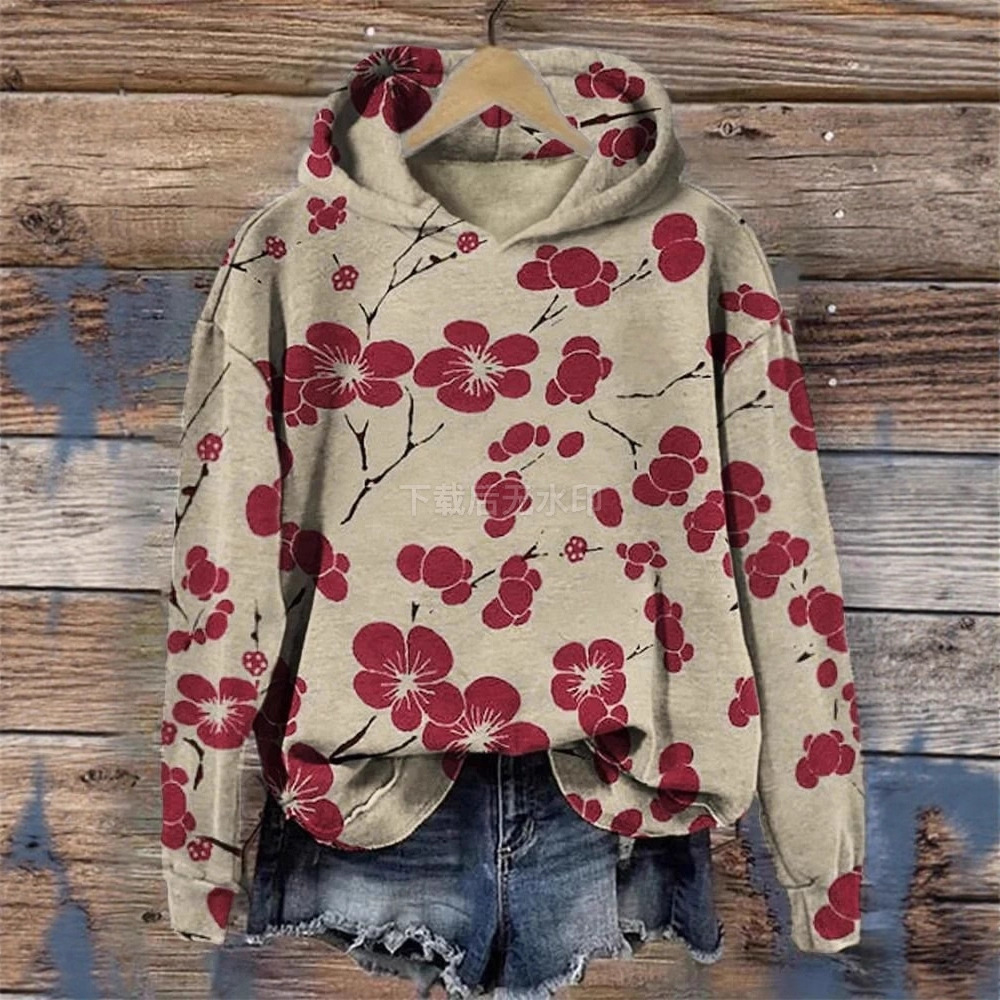 Women's Floral Petal Digital Print Hoodie