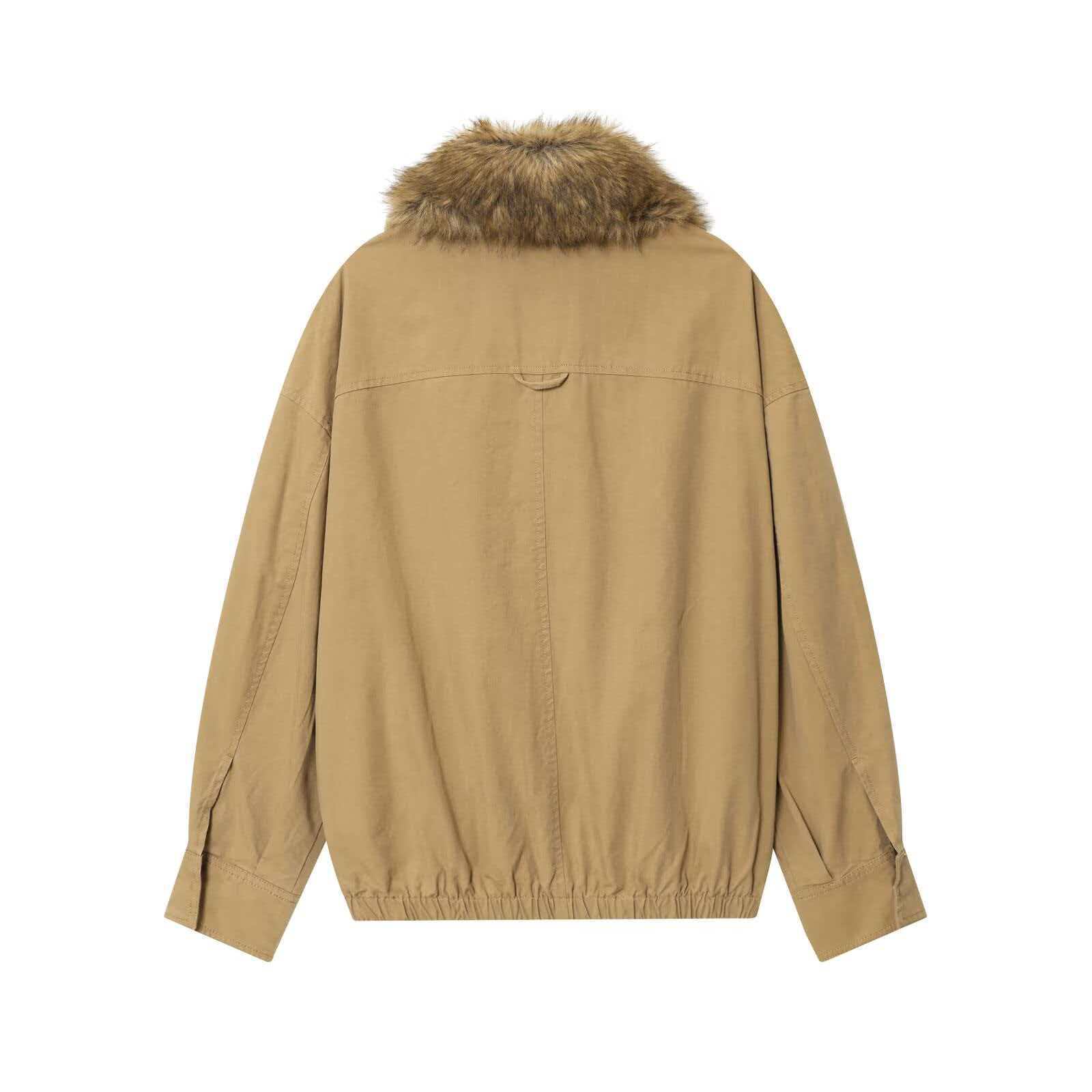 Faux Fur Collar Bomber Jacket