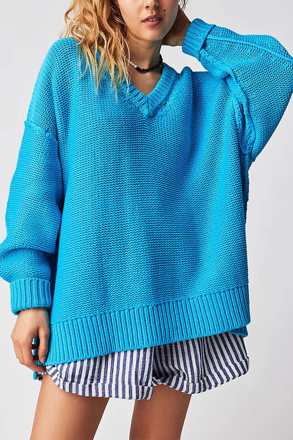 V-Neck Loose Knit Pullover Sweater