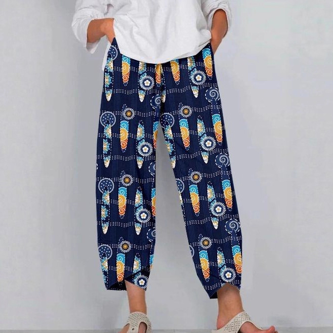 Women's Floral Print Cropped Jogger Pants Casual Multicolor