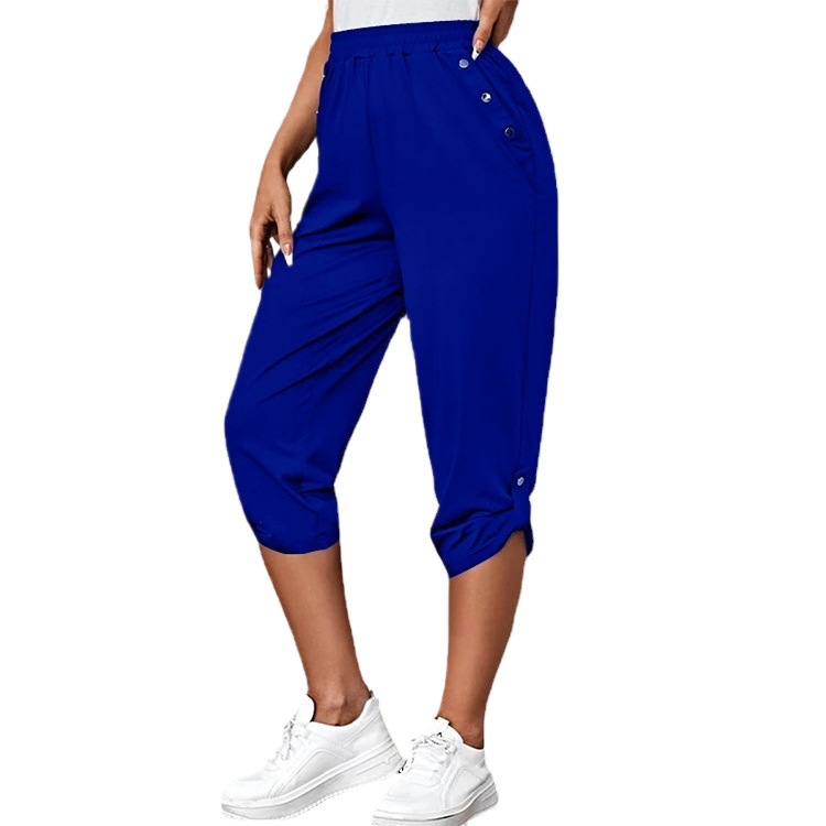 Women's Summer Capri Pants with Elastic Waist