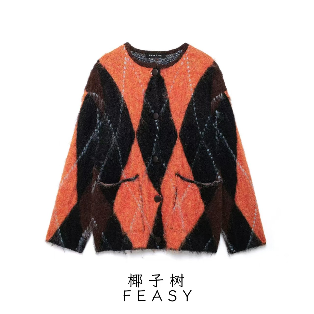 Women's Streetwear Crewneck Jacquard Knit Pullover Sweater