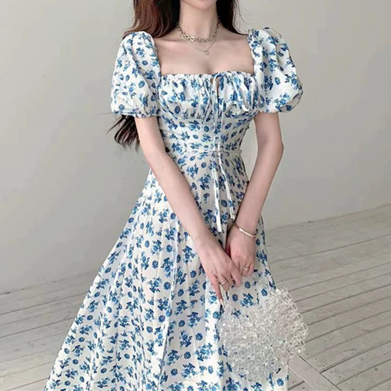 Women's Floral Print Backless Tie Cutout Slit Midi Dress