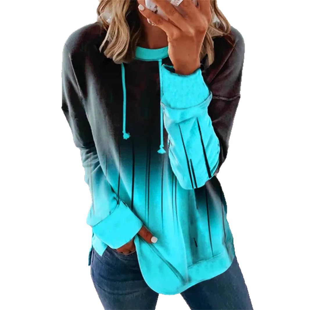 Women's Gradient Print Crewneck Loose Casual Sweatshirt