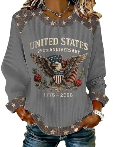 Women's Eagle American Flag Print Crewneck Sweatshirt