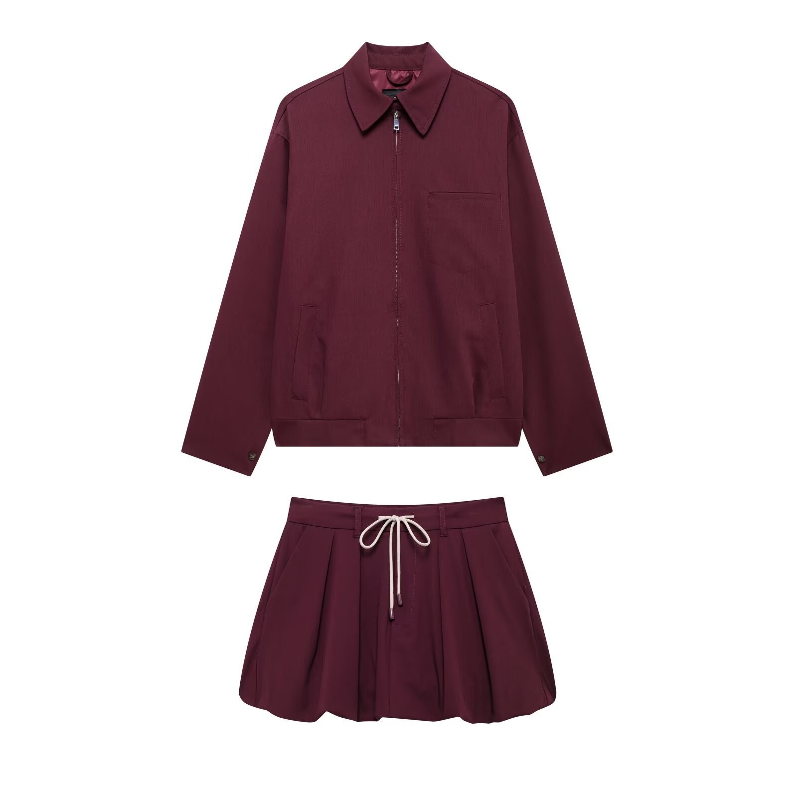 Women's Zip Jacket and Lantern Mini Skirt Set