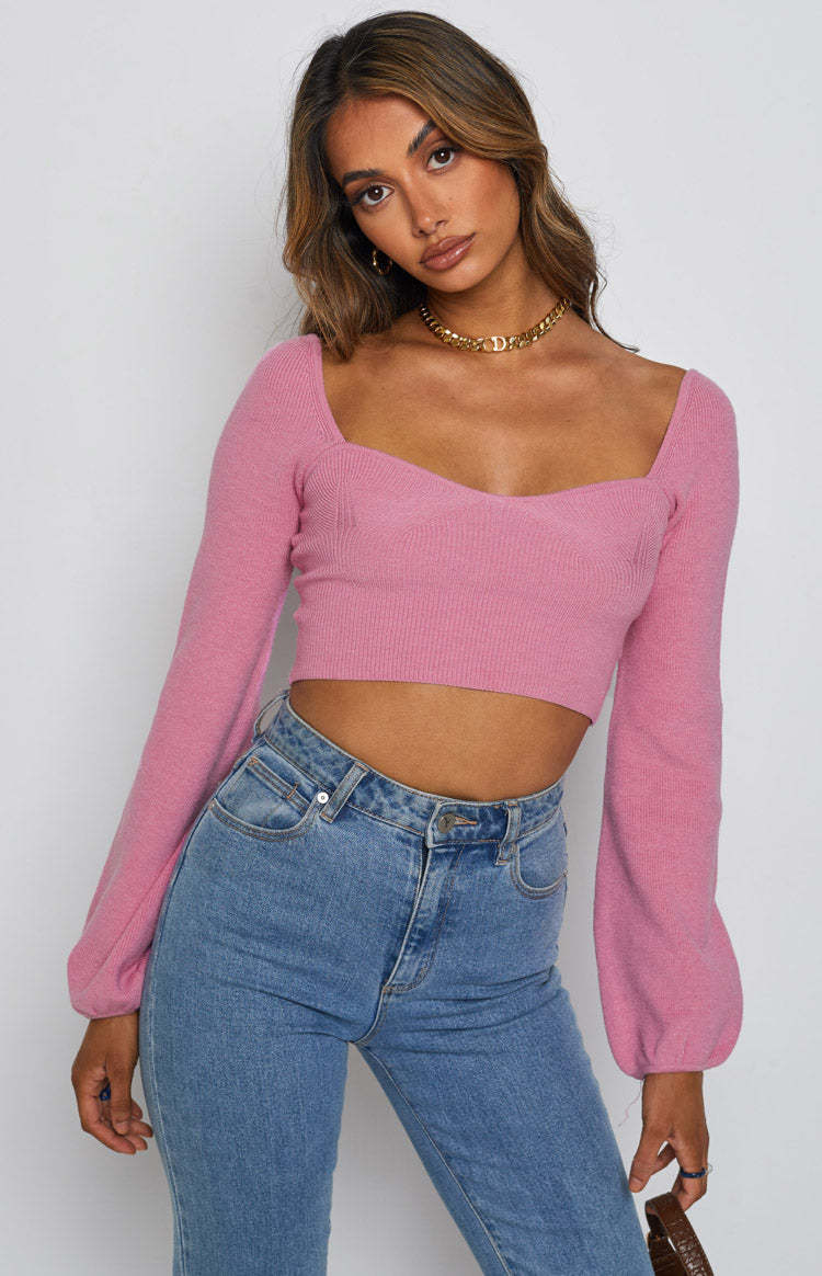 Women's Cropped Square Neck Knit Top