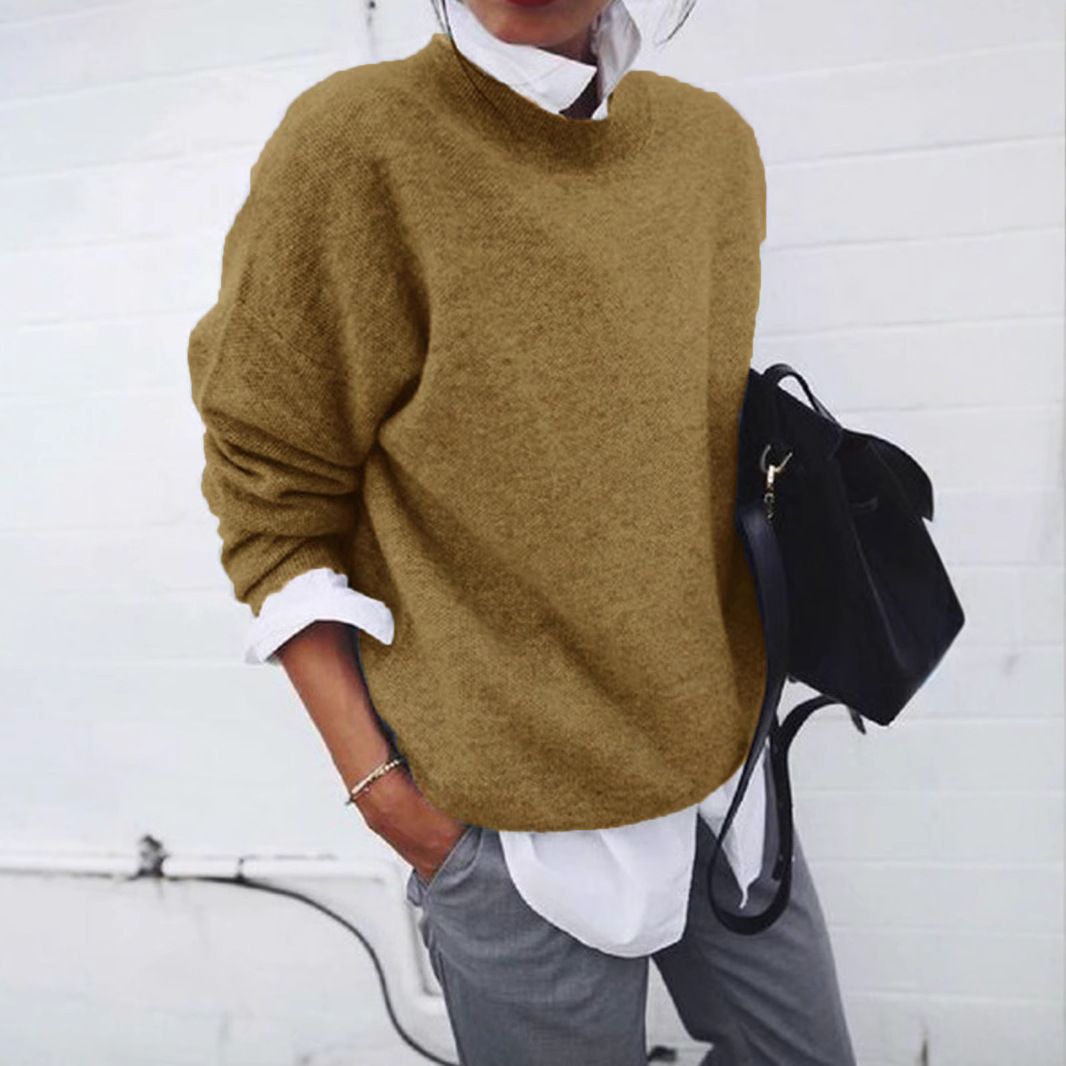 Women's Faux Two-Piece Shirt-Collar Long-Sleeve Sweater