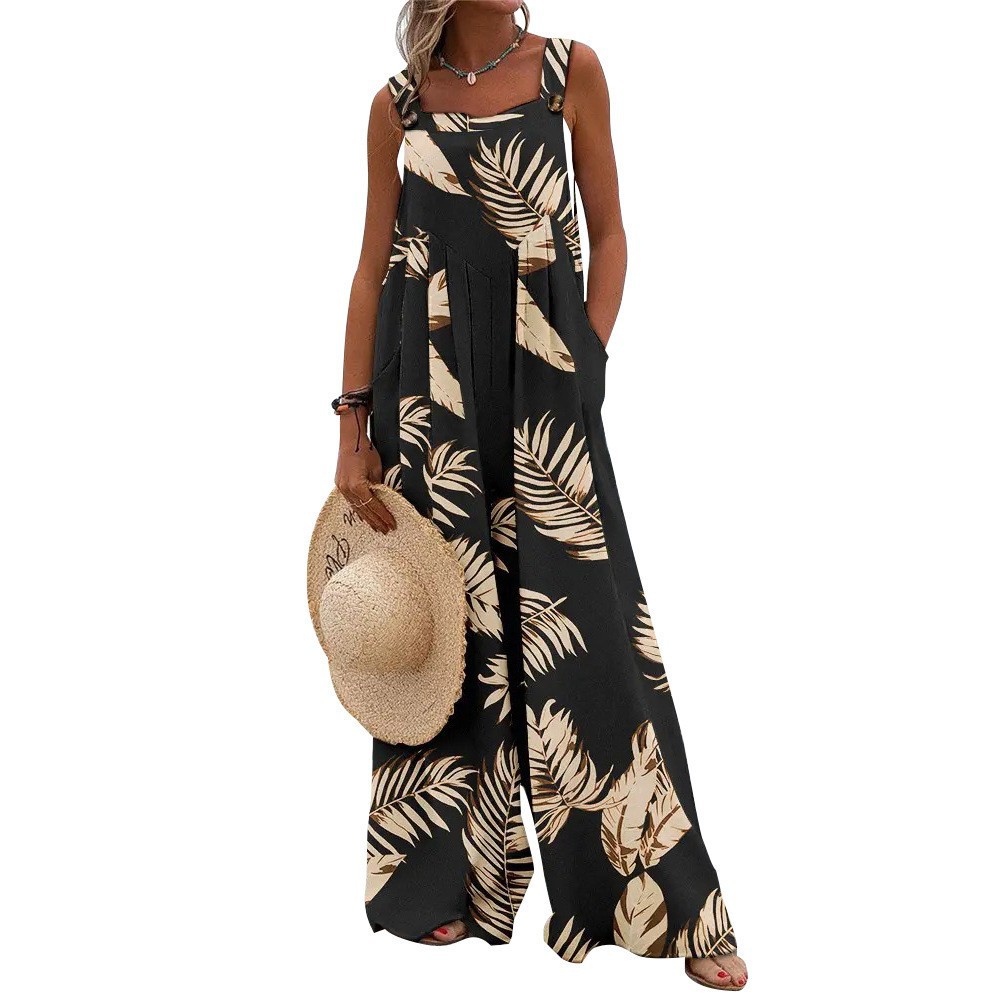Printed Sleeveless Wide-Leg Jumpsuit for Women