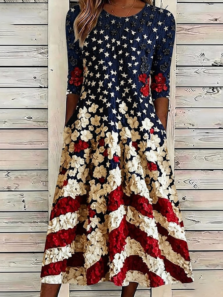 Women's Floral Print Ruched Bodycon Midi Dress Sleeveless Crew Neck