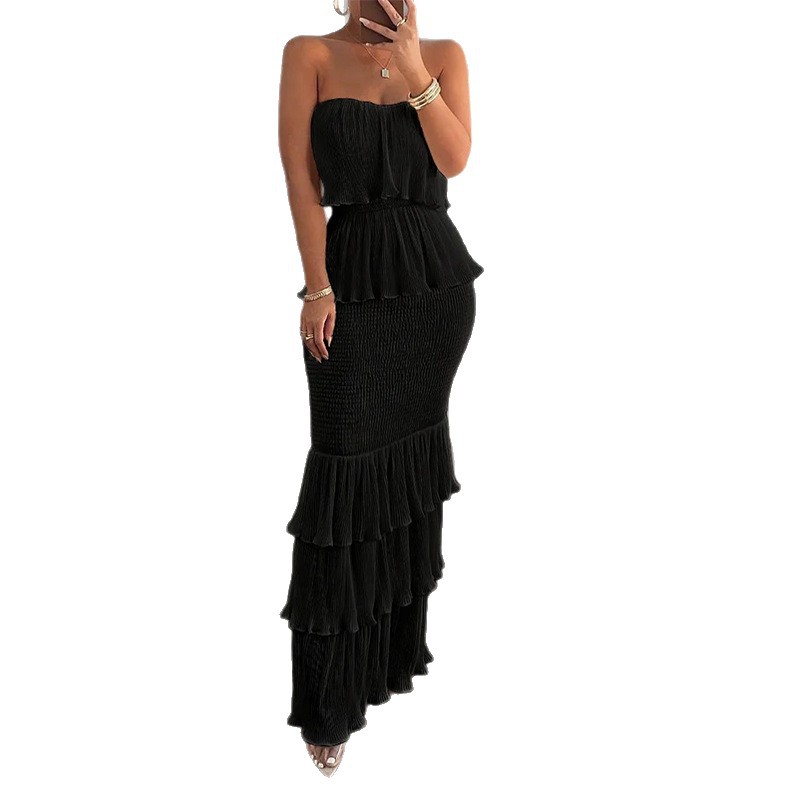 Women's Strapless Bodycon Evening Dress High Waist Long Formal Gown