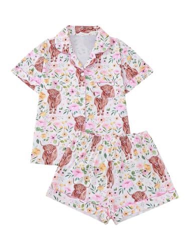 Women's Summer Hawaiian Print Short Sleeve Shirt Set