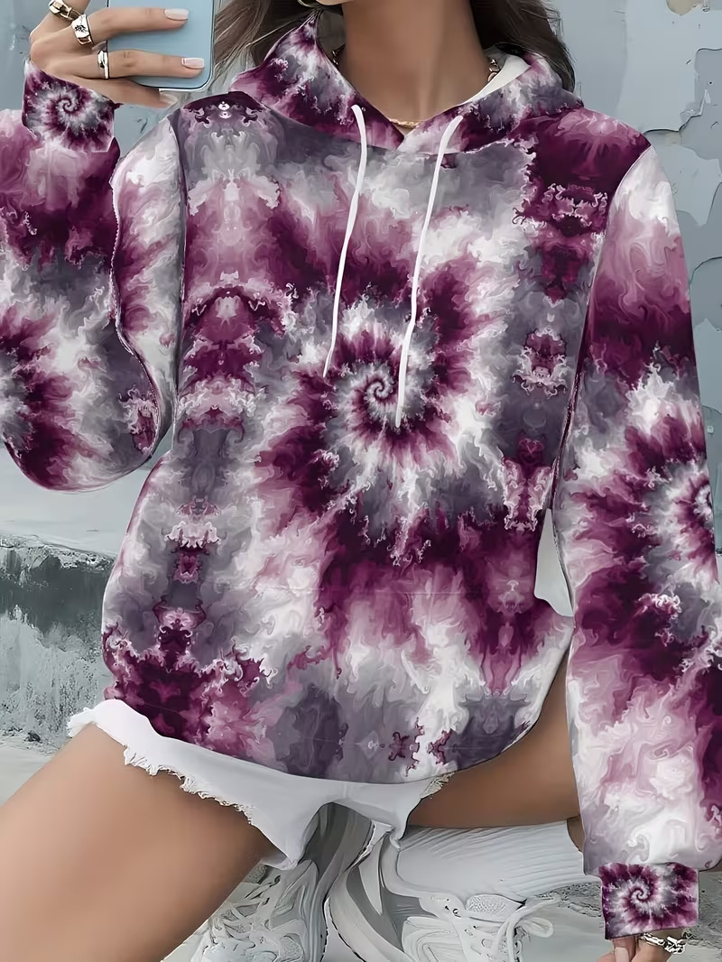 Women's Colorful Print Casual Hoodie