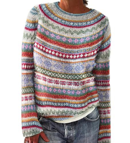 Women's Striped Paw Print Tribal Graphic Crewneck Sweatshirt