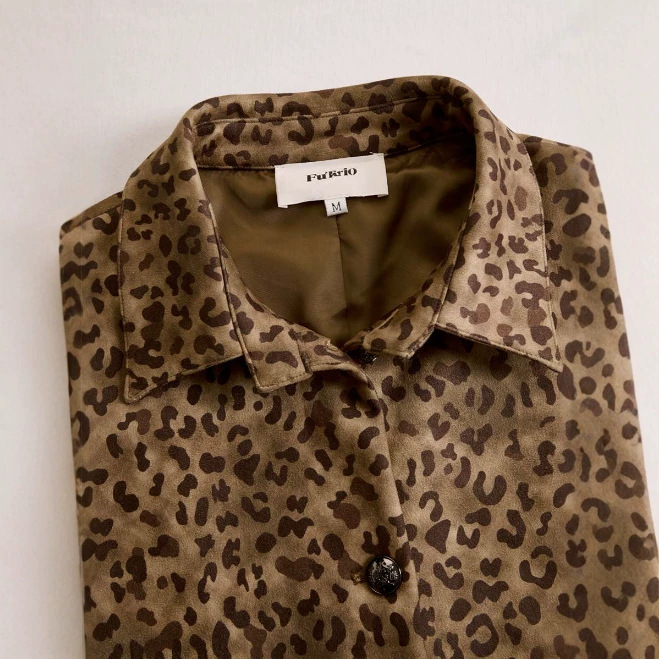 Retro Leopard Print Mid-Length Shirt Jacket