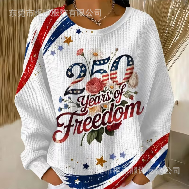 Women's American Flag Bow Anniversary Print Sweatshirt