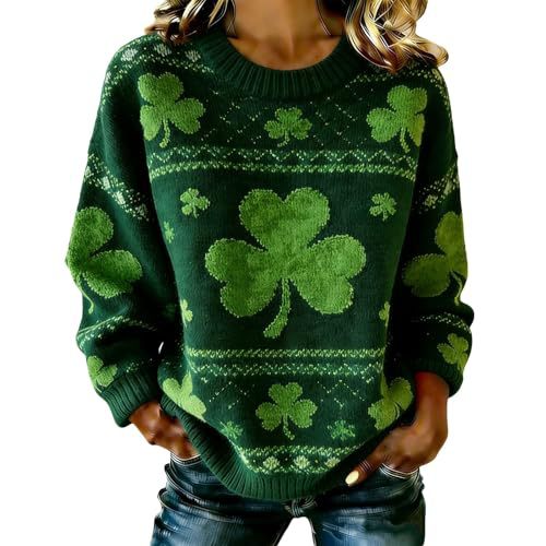 Women's Lucky Clover USA Flag Striped Print Sweatshirt