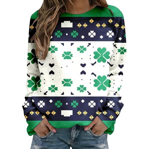 Women's Lucky Clover Floral Print Crewneck Sweatshirt
