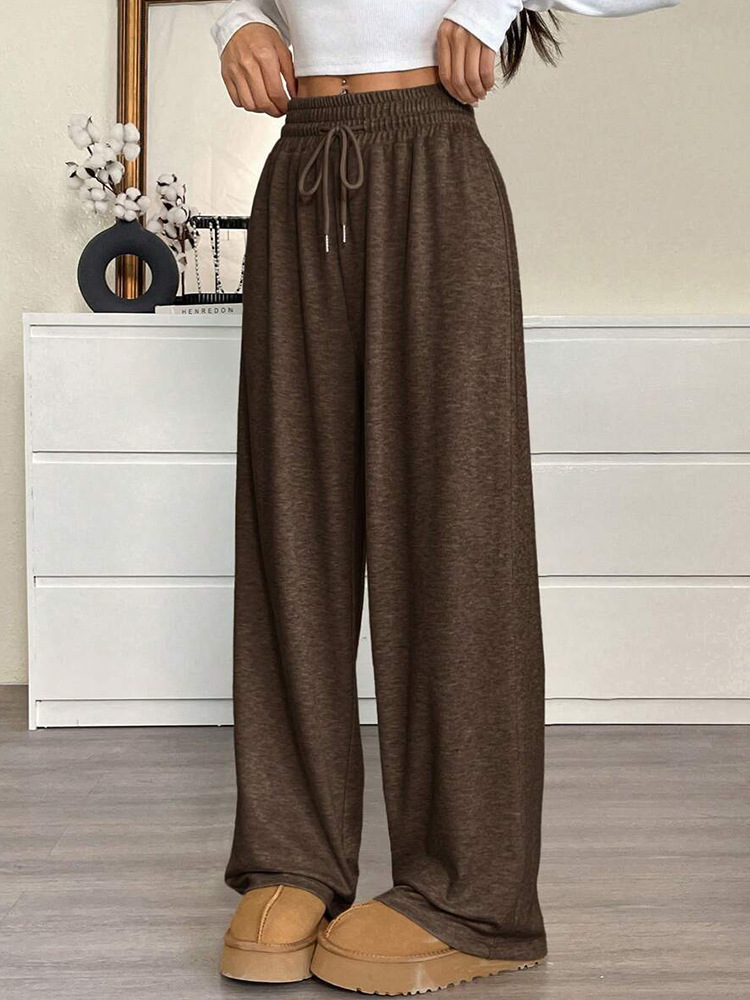 Women's Solid Color Wide-Leg Casual Pants Loose Slimming Commuter Trousers