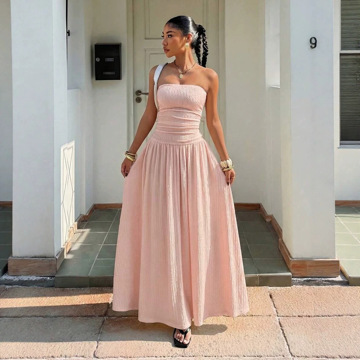 Sleeveless Strapless Bodycon Maxi Dress