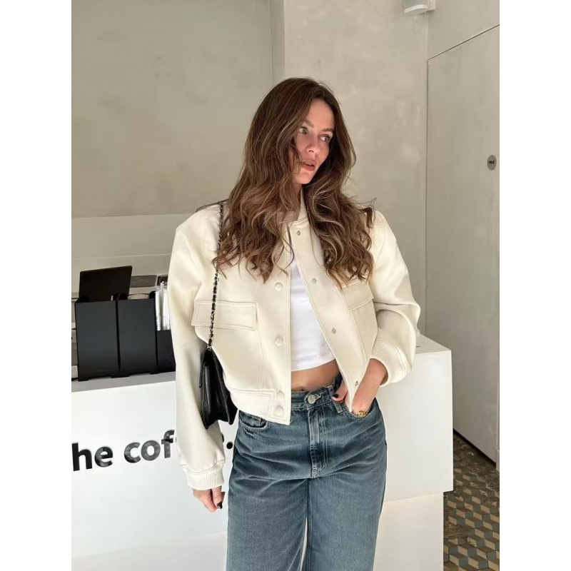 Women's Stand Collar Big Pocket Jacket