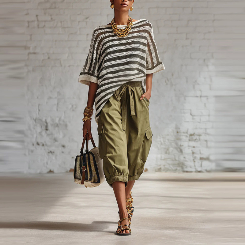 Women's Wide-Leg Cargo Pants Loose Casual Streetwear