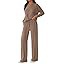 Women's 2-Piece Long Sleeve Crewneck Wide-Leg Lounge Set with Pockets