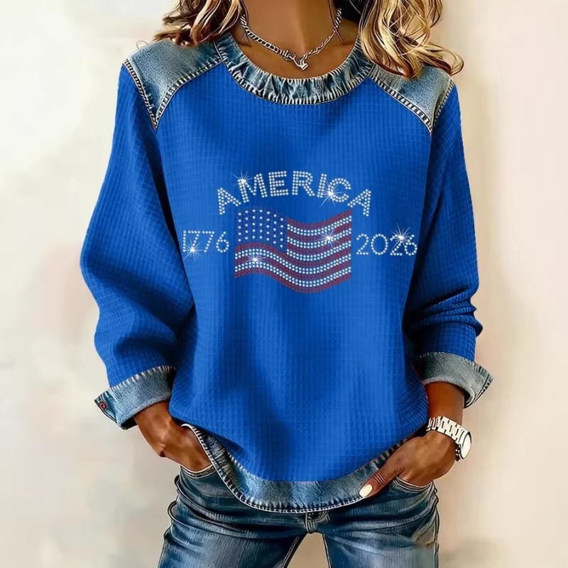 Women's America Print Crewneck Sweatshirt