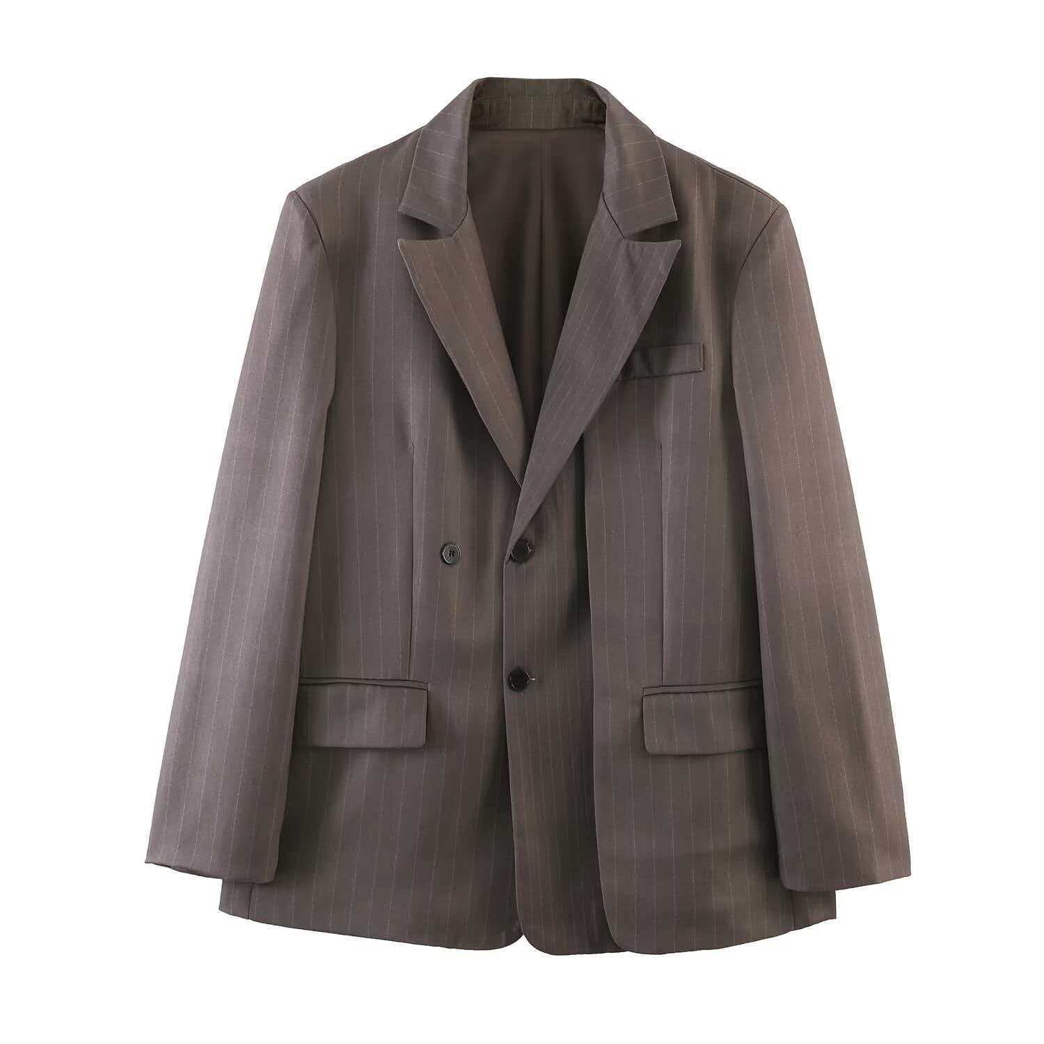 Women's Striped Blazer & Wide-Leg Pants Set