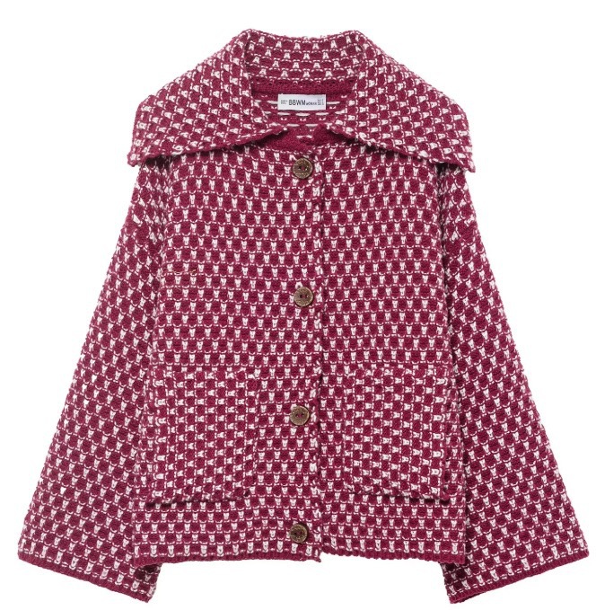 Women's Plaid Knit Cardigan with Lapel Collar